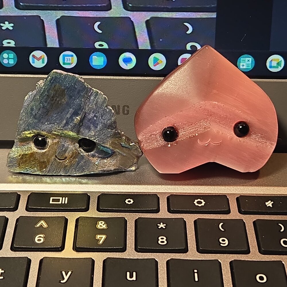 HANDMADE Pink Cat's Eye Crystal Buddy -  Heart-Shaped Pocket Friend - Picture 6 of 12